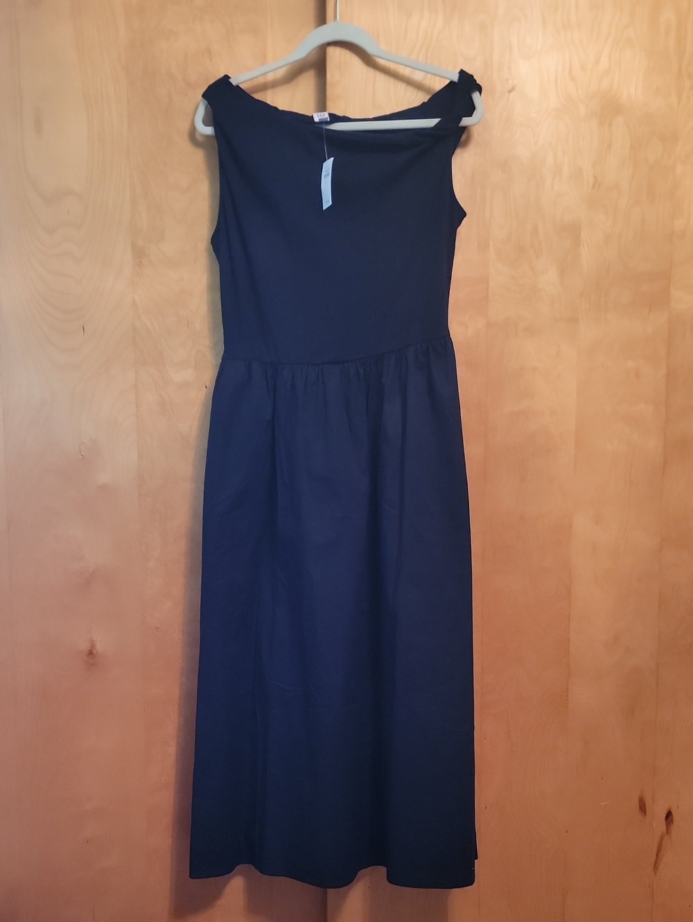 GAP Black Boatneck Twist Shouldee Midi Dress